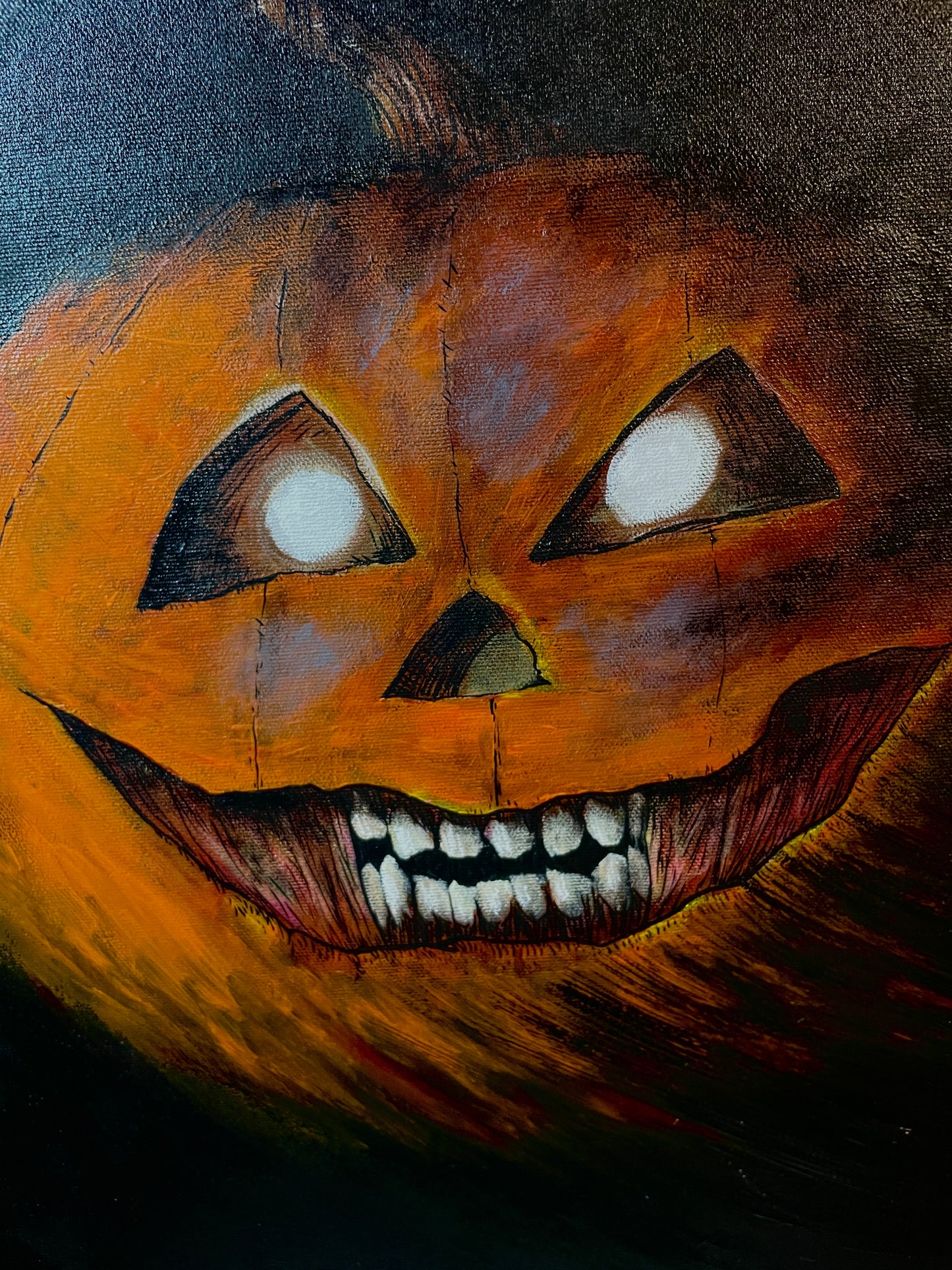 Peinture originale Citrouille Démoniaque par David Therrien