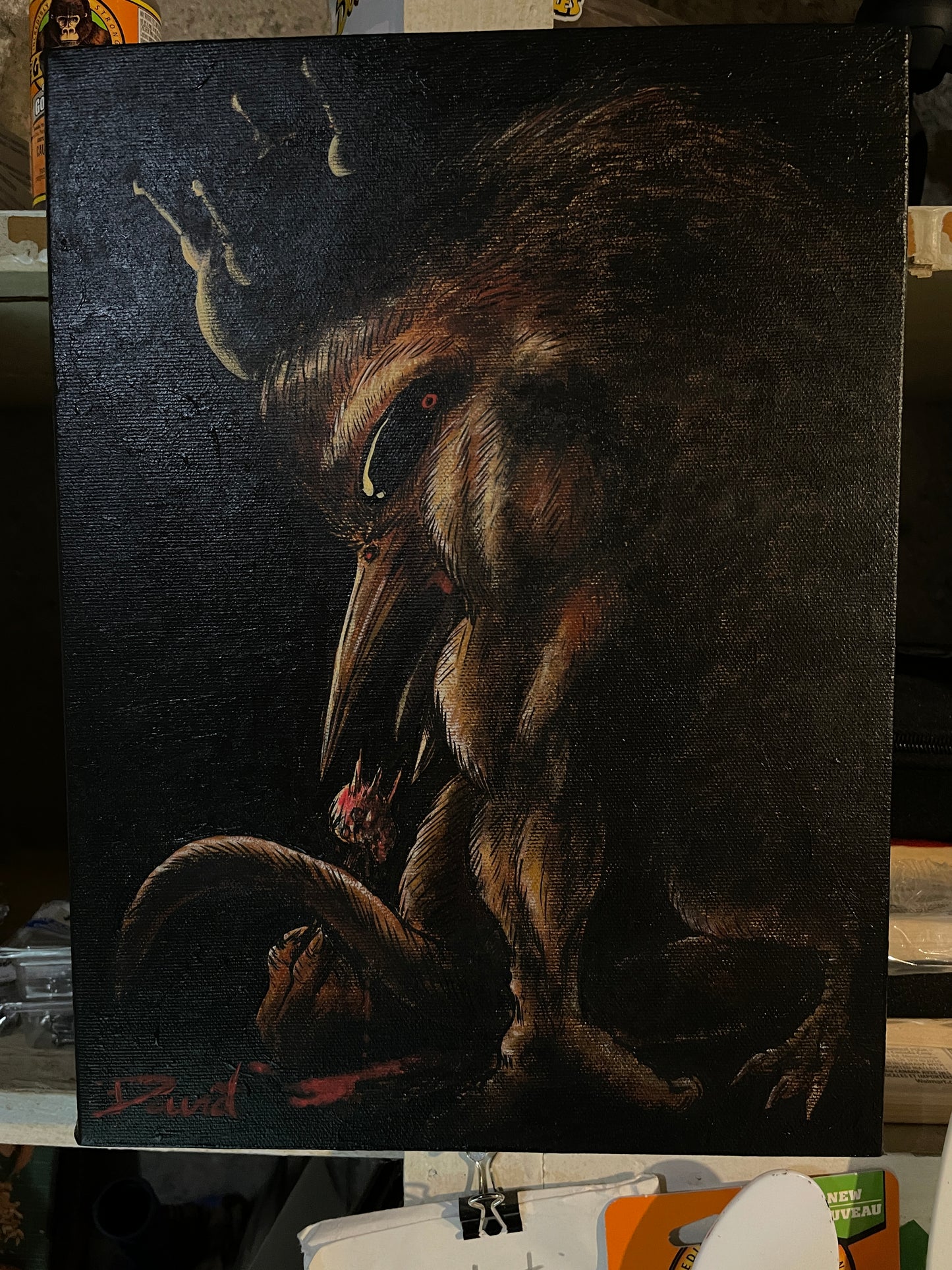 Peinture originale "Prince des Ténèbres à la Bosch" par David Therrien