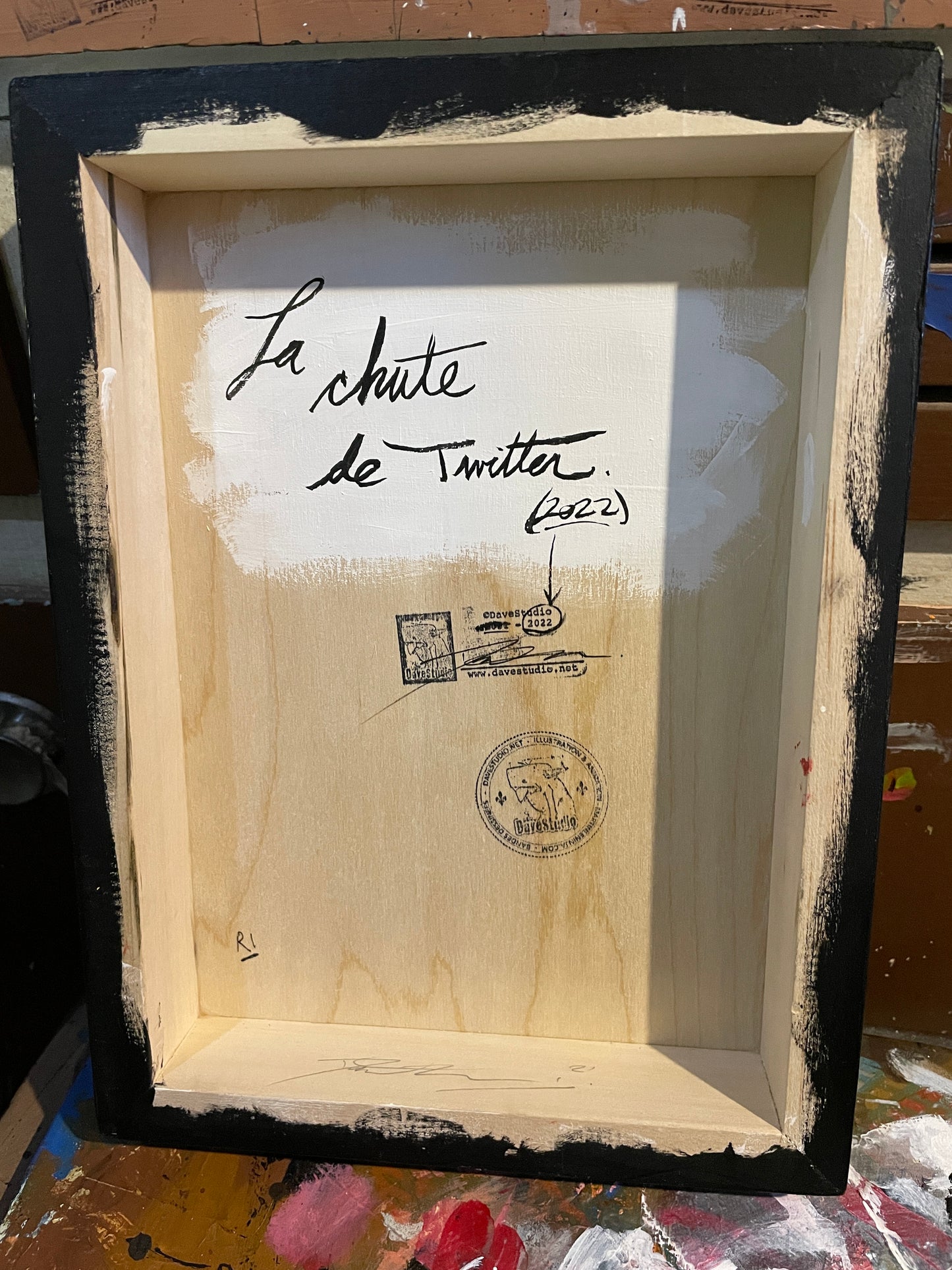 Peinture originale "La chute de Twitter" par David Therrien