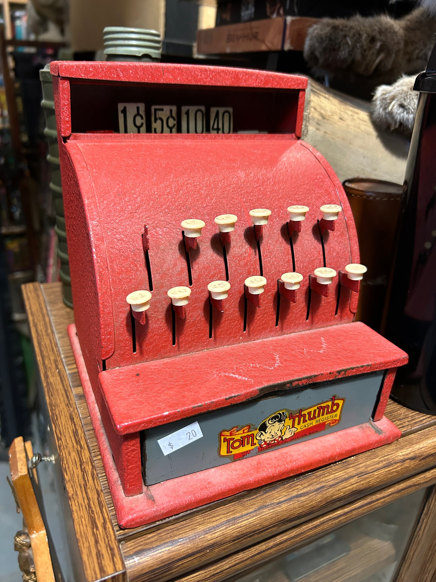 Caisse enregistreuse jouet en métal ( vers 1950 ) Tom Thumb