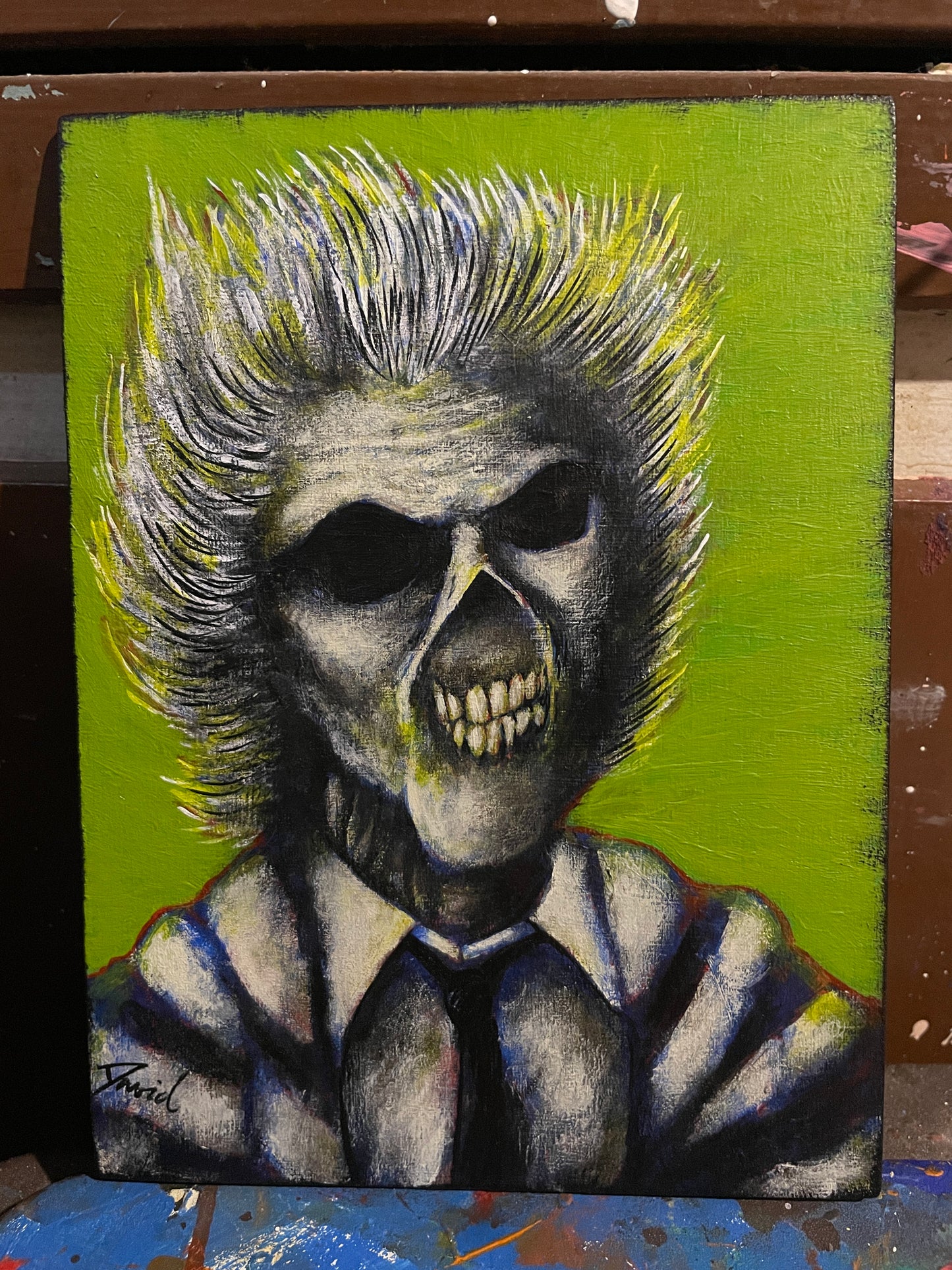 Peinture originale fan art Beetlejuice zombie par David Therrien