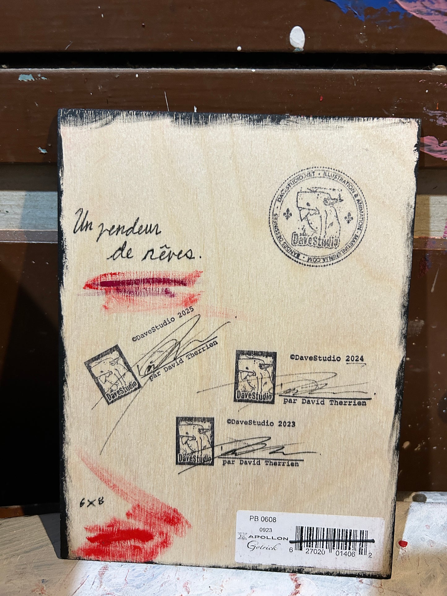 Peinture originale 6X8 "Un vendeur de rêves" par David Therrien