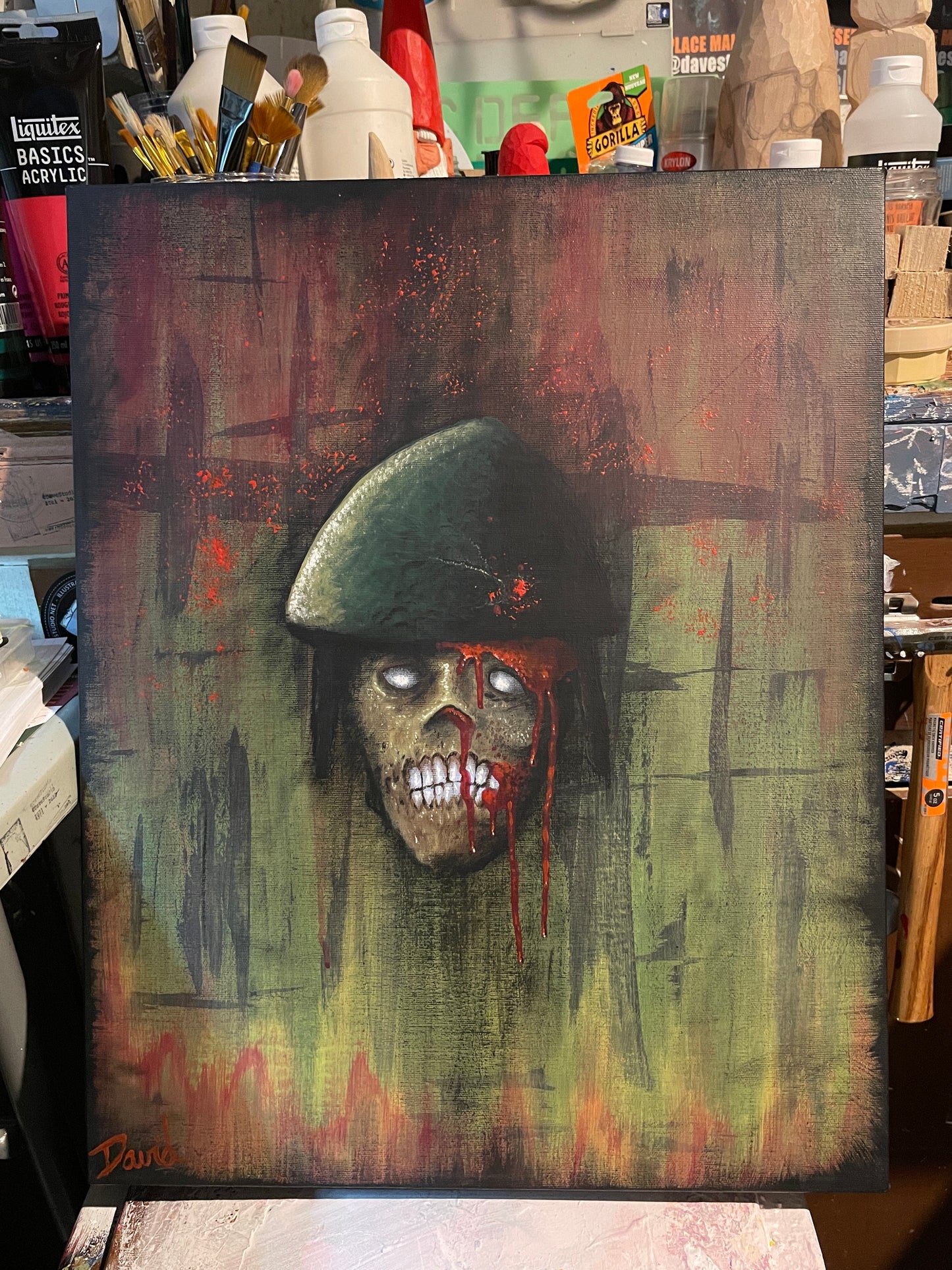 Peinture originale 16X20 "La guerre" par David Therrien.