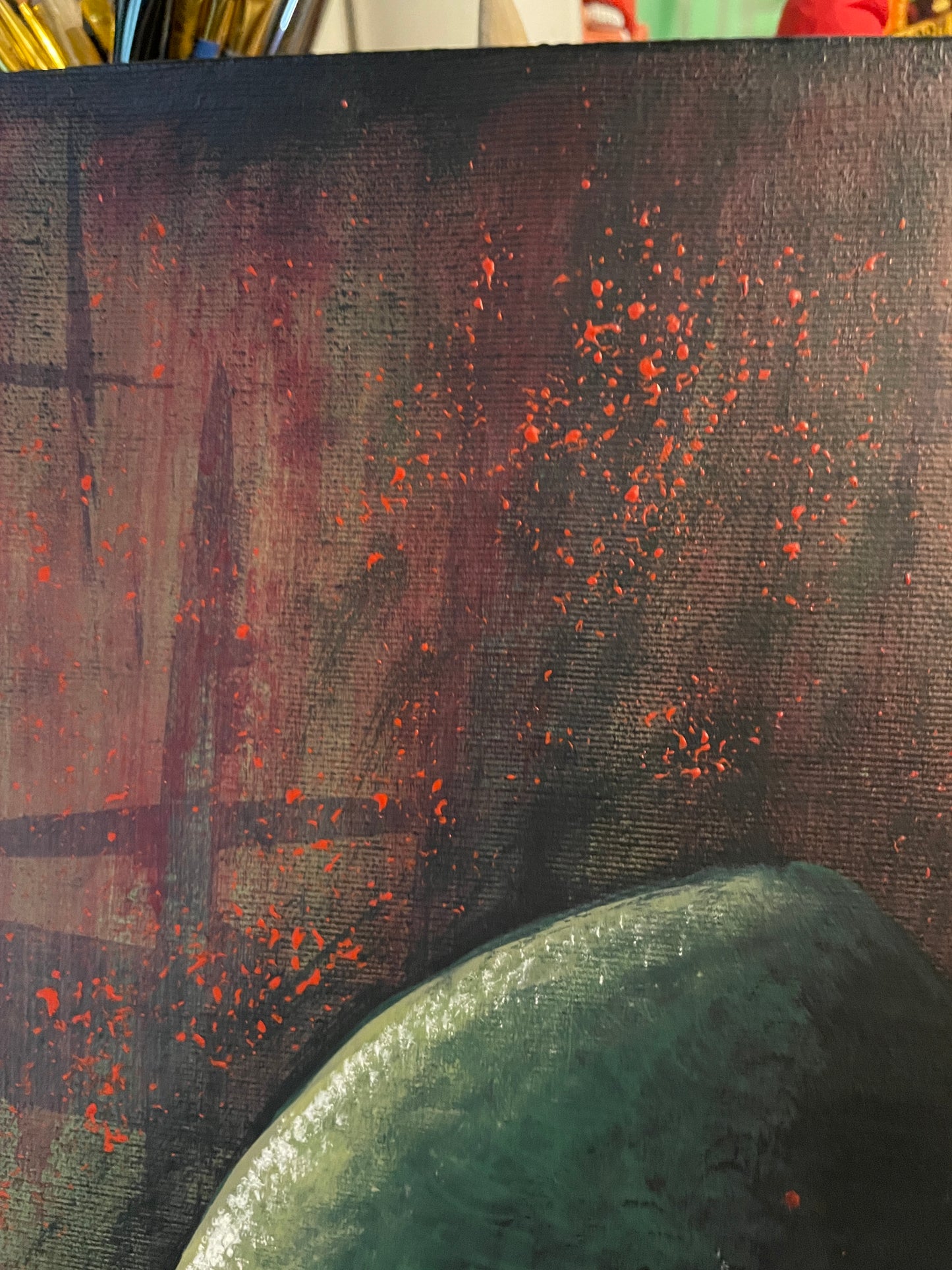 Peinture originale 16X20 "La guerre" par David Therrien.