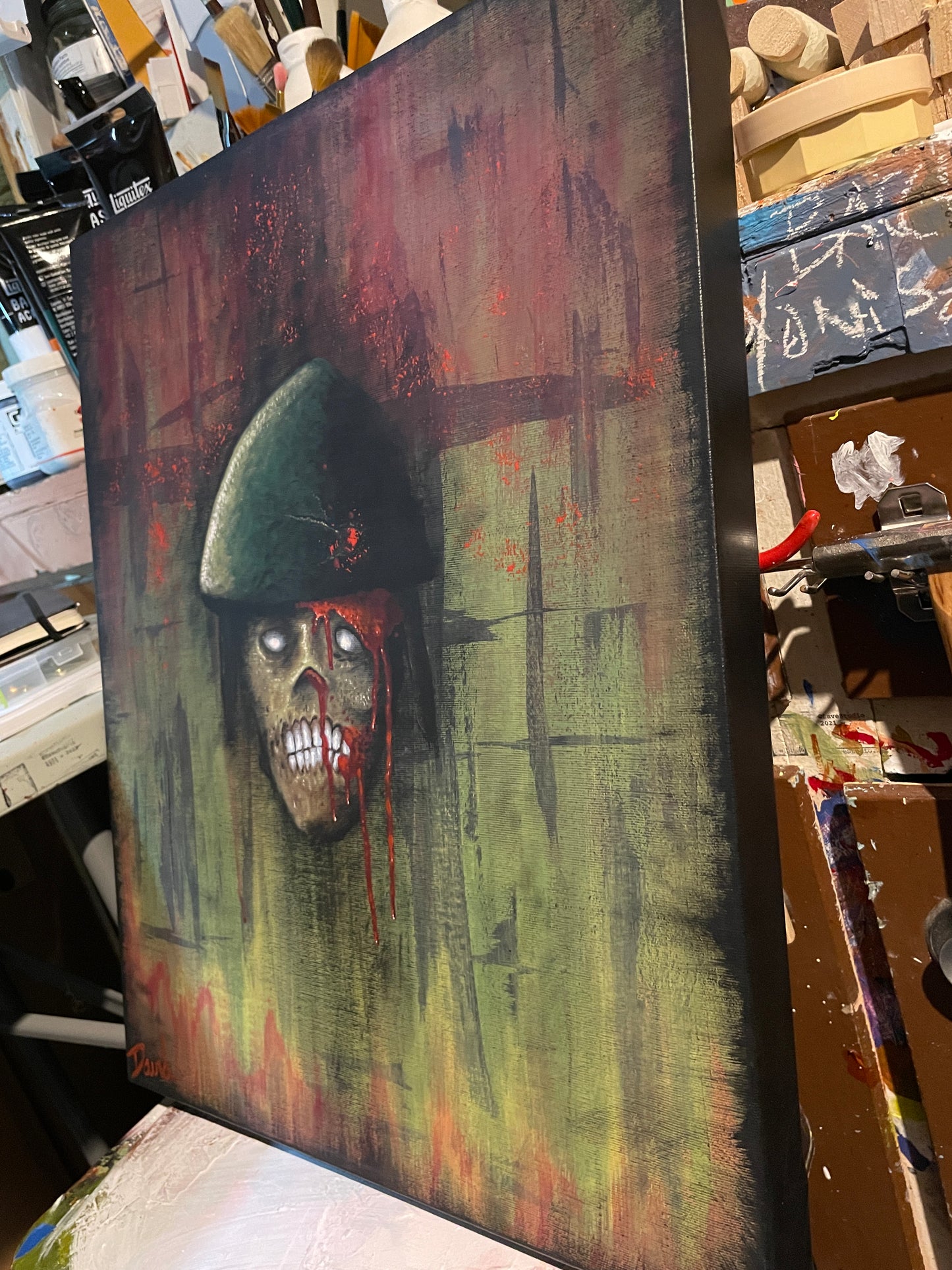 Peinture originale 16X20 "La guerre" par David Therrien.