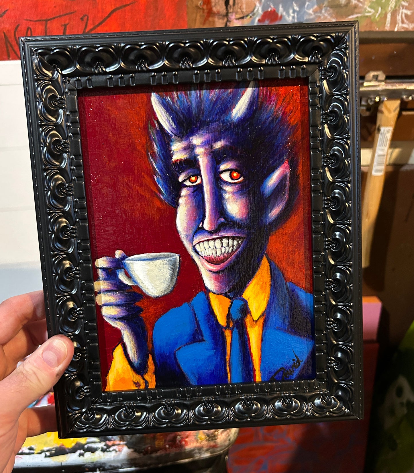 Peinture originale 6X8 "Un vendeur de rêves" par David Therrien