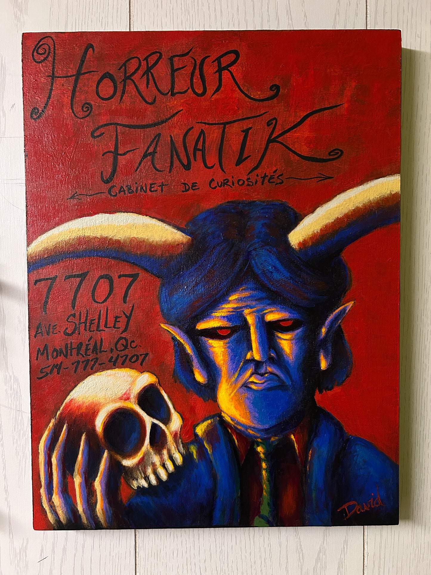 Peinture originale 12X16 par David Therrien - promo Horreur Fanatik