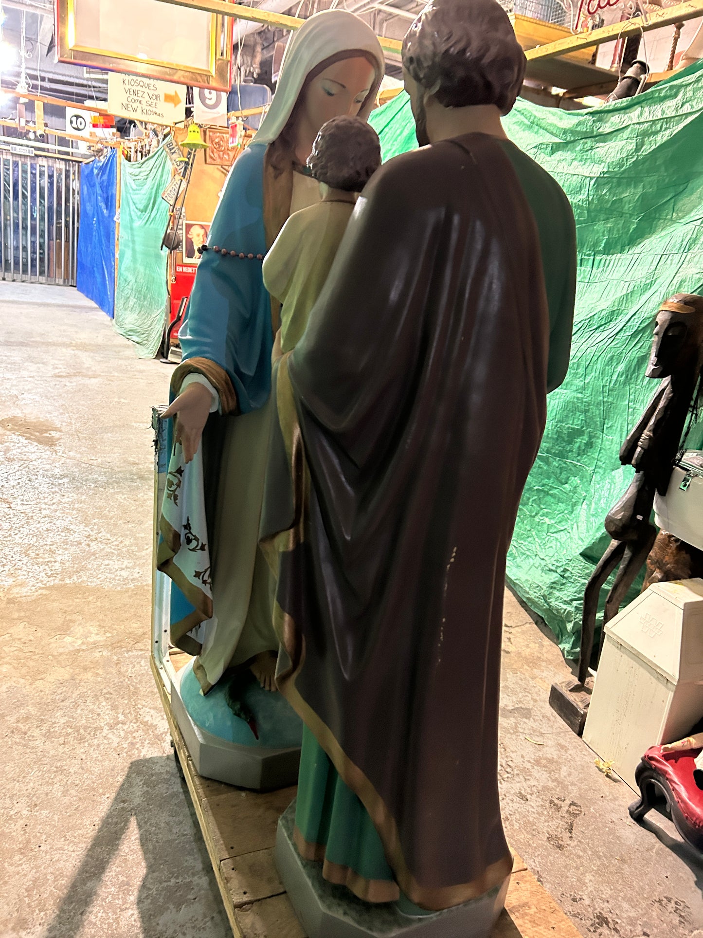 Très grande statue vintage de Joseph et de Jésus