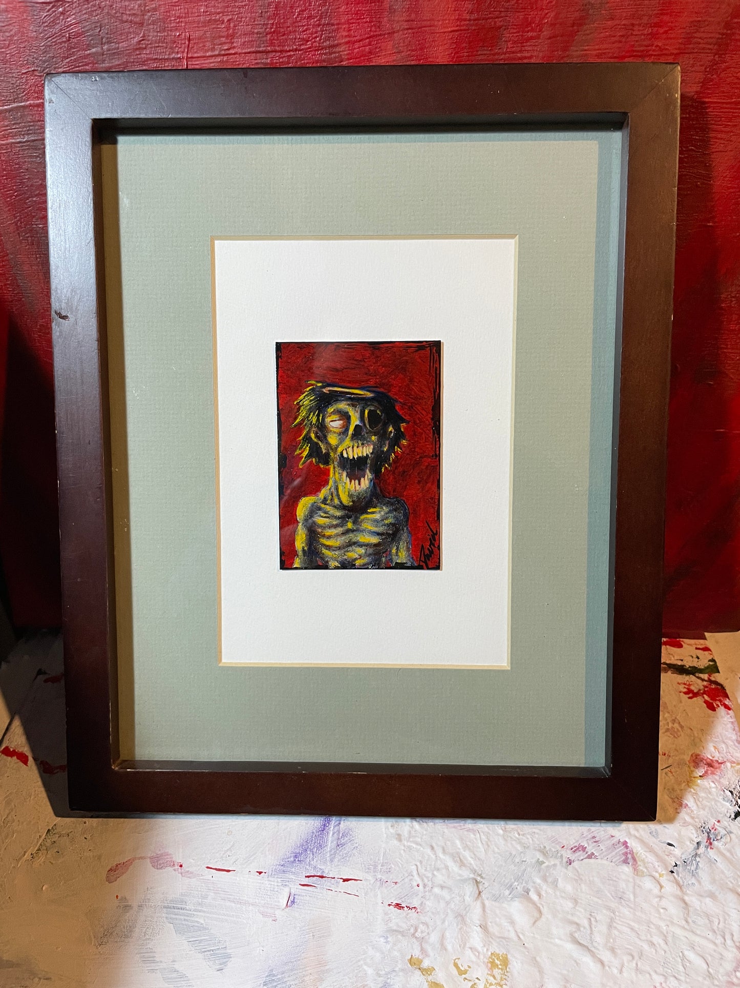 Peinture originale "Zombie scalpé" par David Therrien