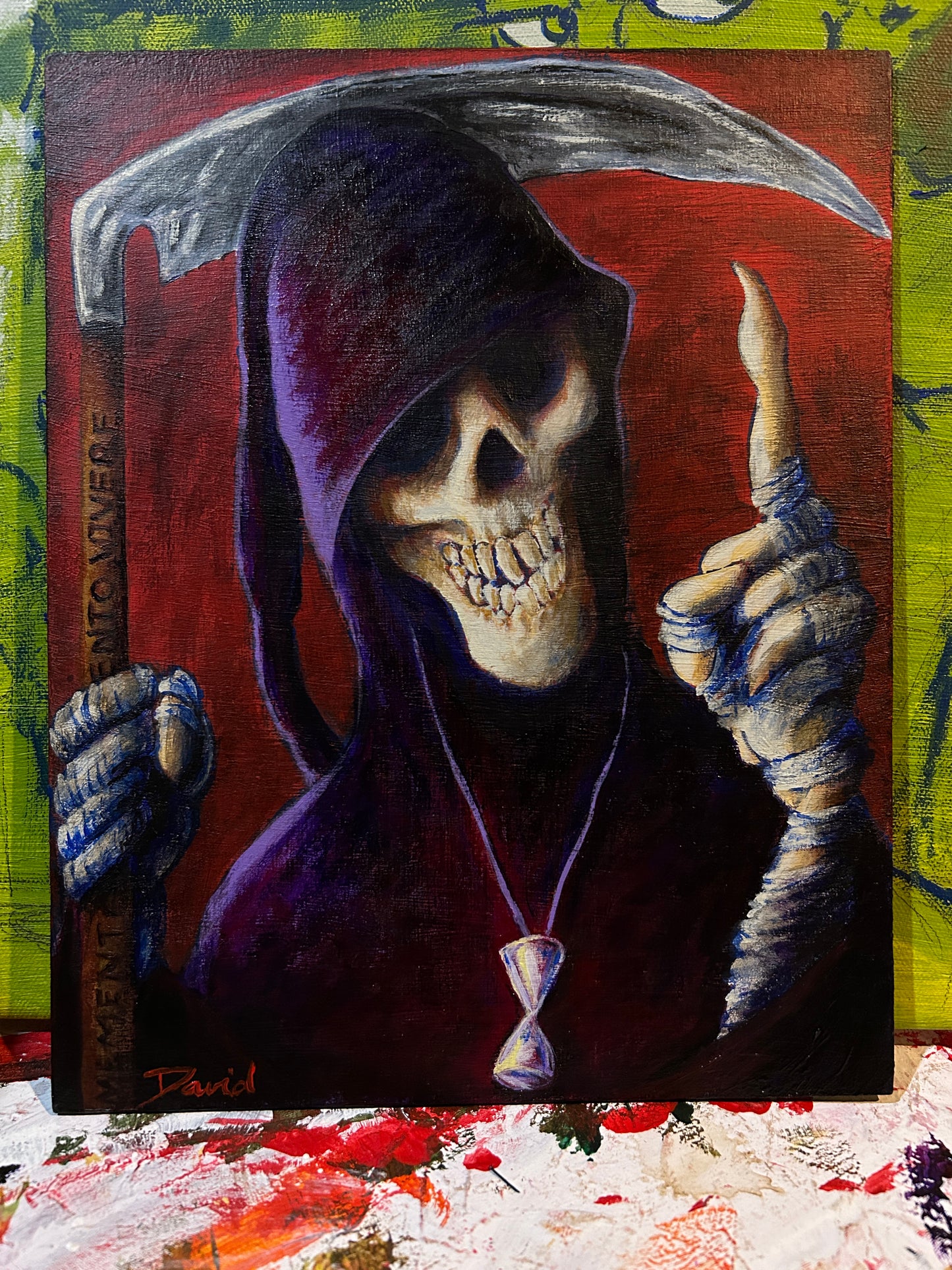 Peinture originale "Memento mori, memento vivere" par David Therrien.