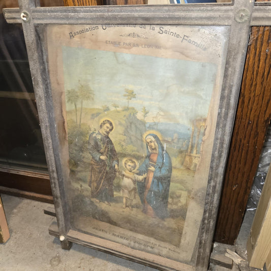 Lithographie catholique antique encadrée