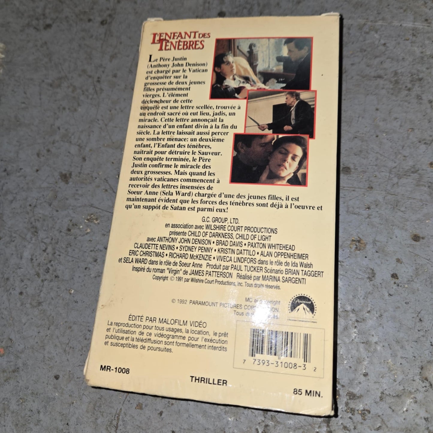 Film VHS L'Enfant des ténèbres (fr) 1992