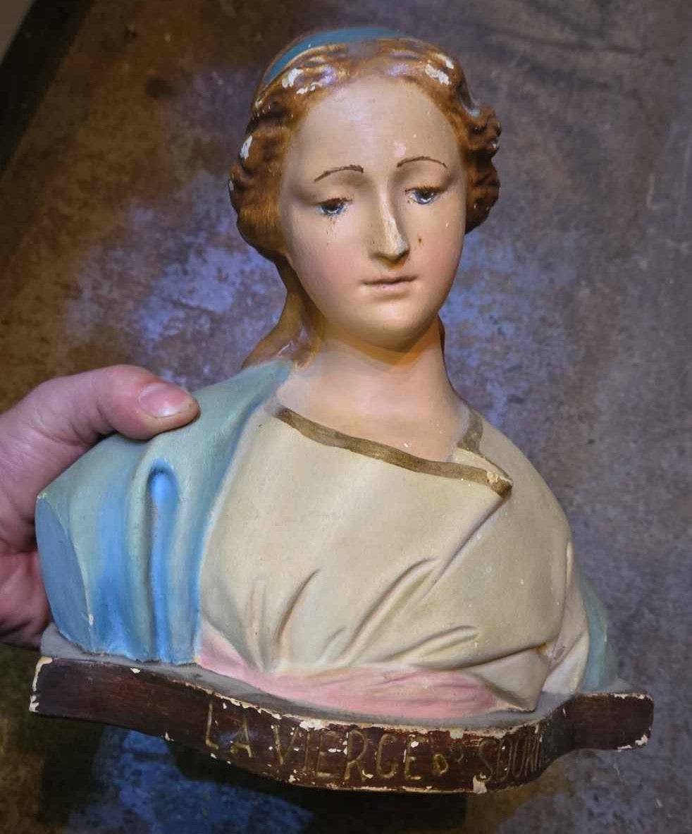 Buste en plâtre La Vierge du Sourire