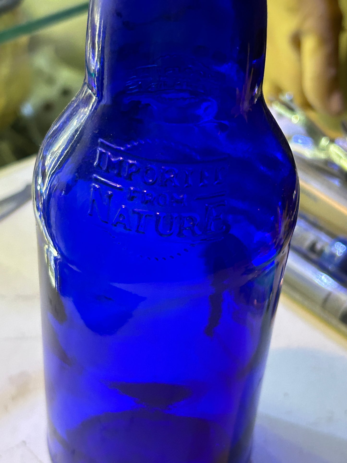 Bouteille Médicale Ancienne Bleu Cobalt