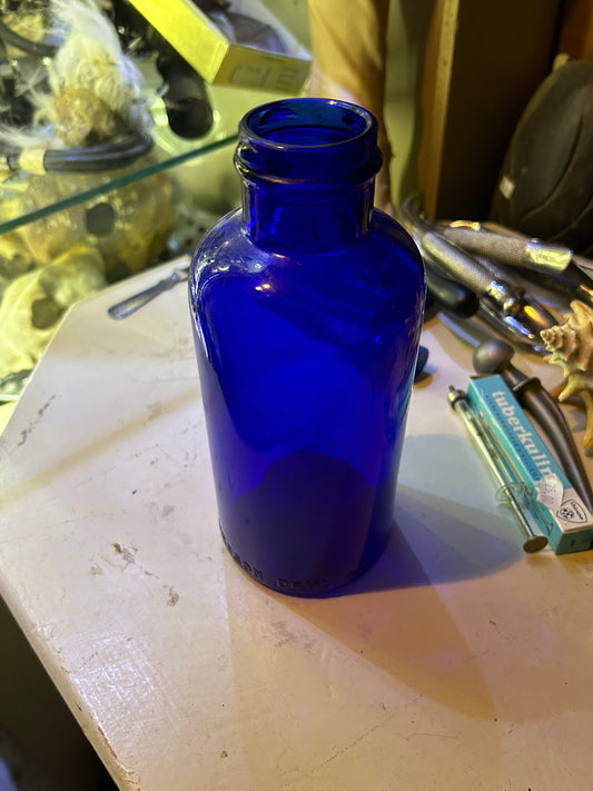 Bouteille Médicale Antique Bleu Cobalt Bromo-Seltzer