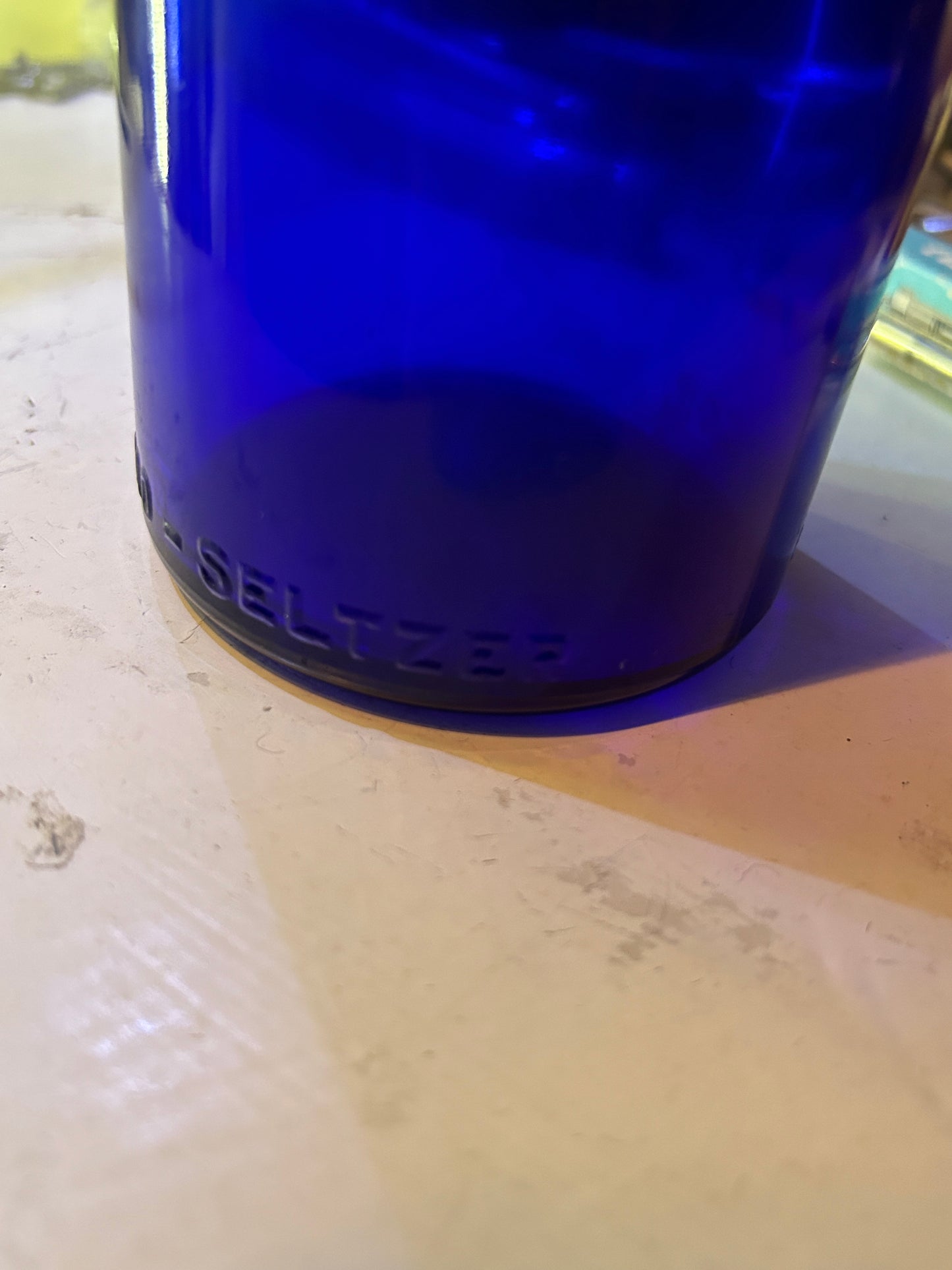 Bouteille Médicale Antique Bleu Cobalt Bromo-Seltzer