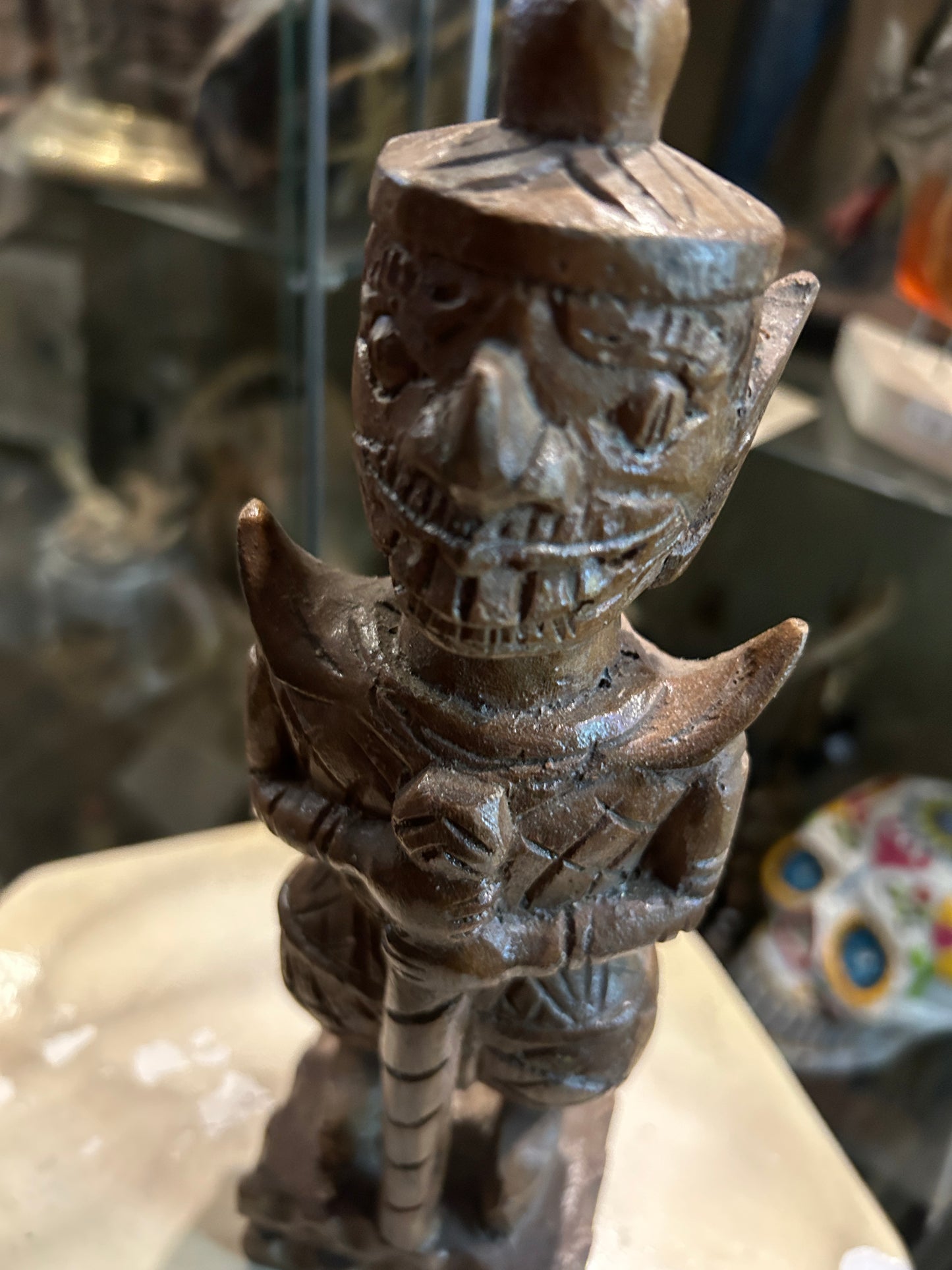 Statuette Sculpture Vintage Yaksha Thai Gardien du Temple