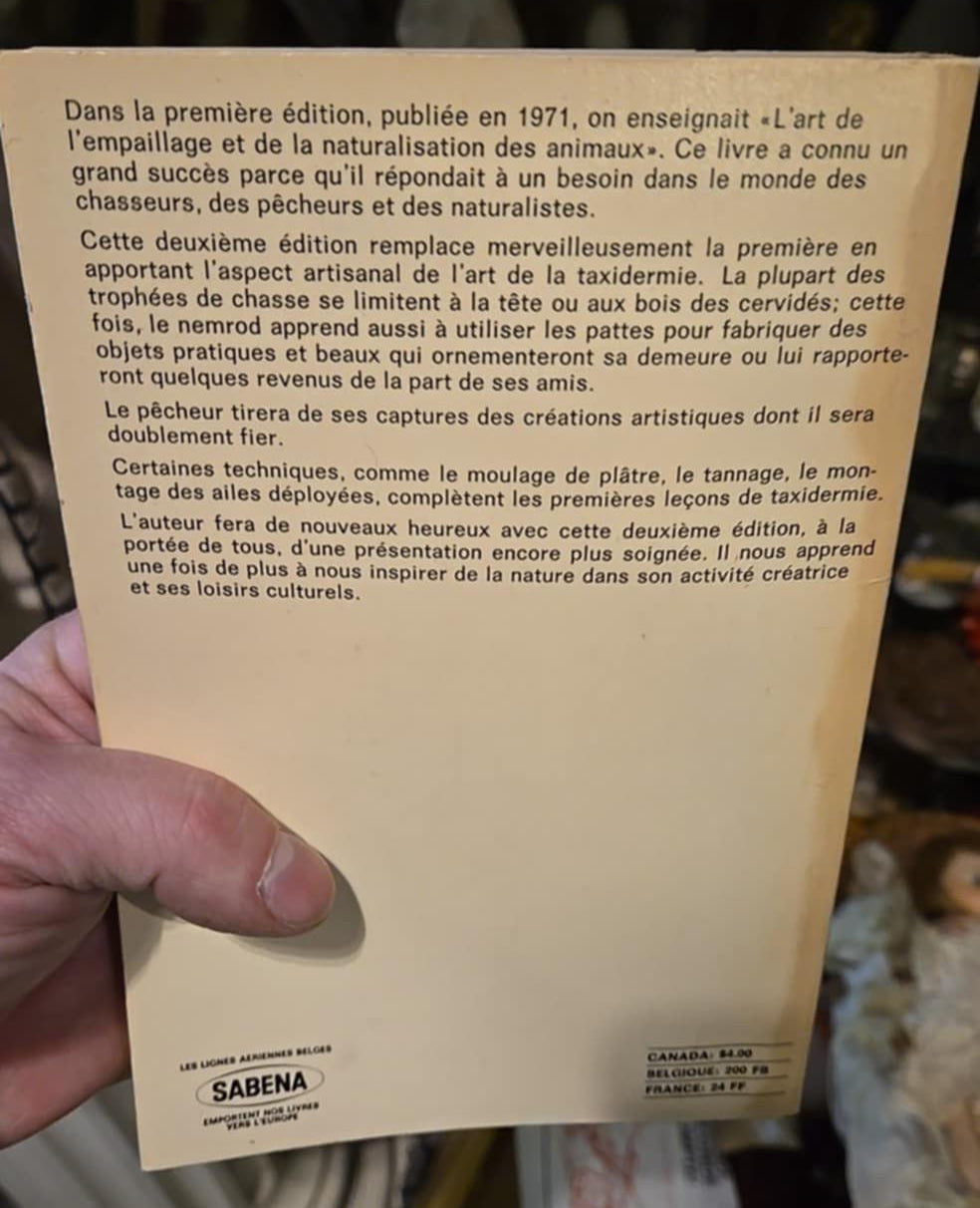 Livre La Taxidermie de Jean Labrie