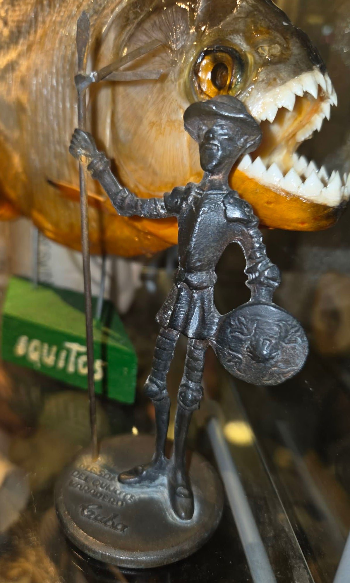 Statuette vintage de Don Quichotte en métal