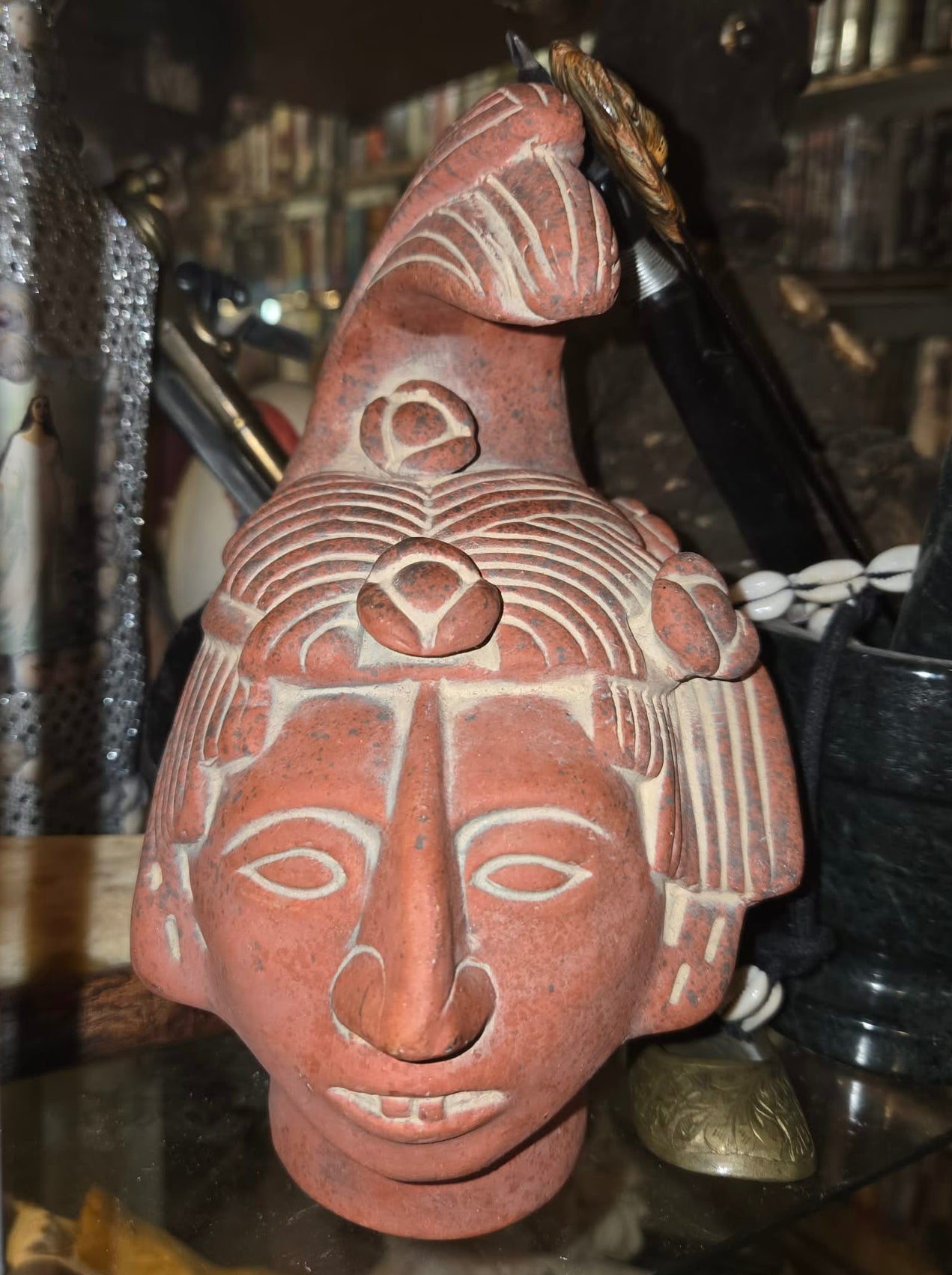 Sculpture en terre cuite tête de Palenque