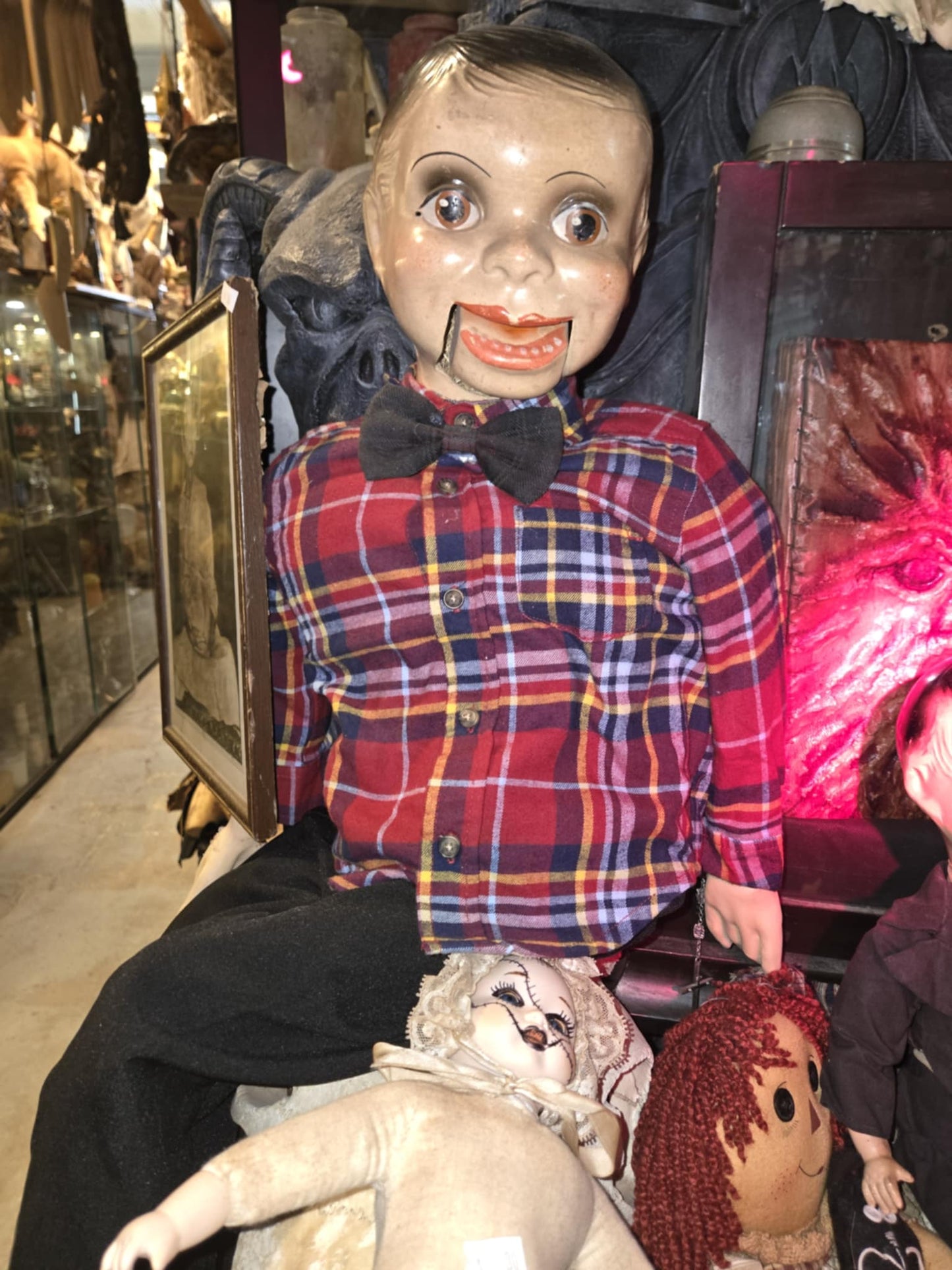 Grande marionnette ventriloque antique à corde