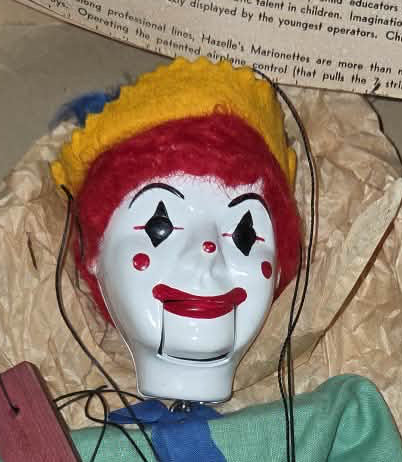 Marionnette clown Hazelle’s "Talking Marionettes" vintage