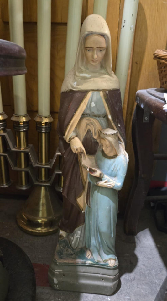 Grande statue de Sainte-Anne et Marie en plâtre