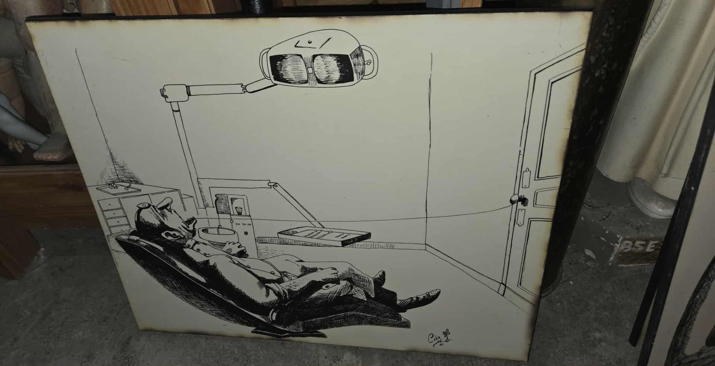 Illustration imprimée et laminée Dentiste de l'illustrateur Claude Serre