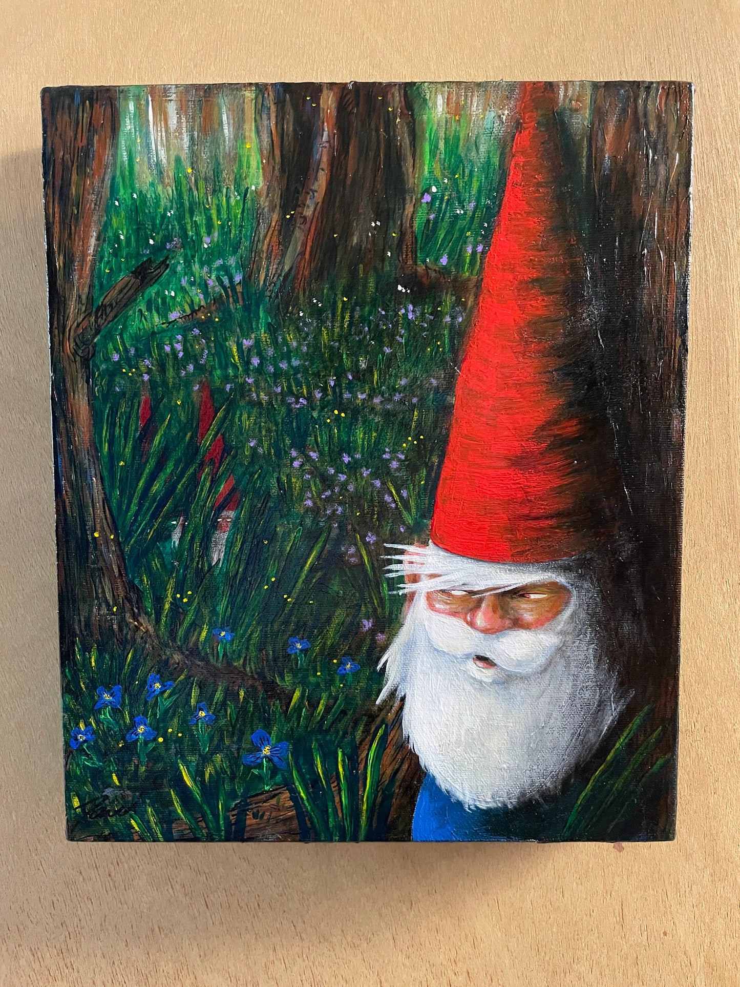 Peinture originale "Gnomes en forêt" par David Therrien