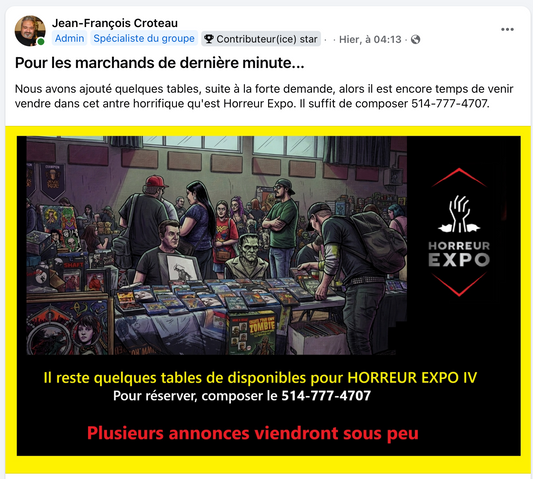 Horreur Expo 4 - Réservation de kiosques 2026
