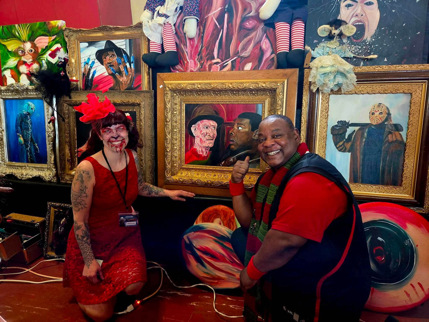 Peinture de Freddy Krueger et de Kincaid par Ann-Aumalie Sauvage, signée par Ken Sagoes