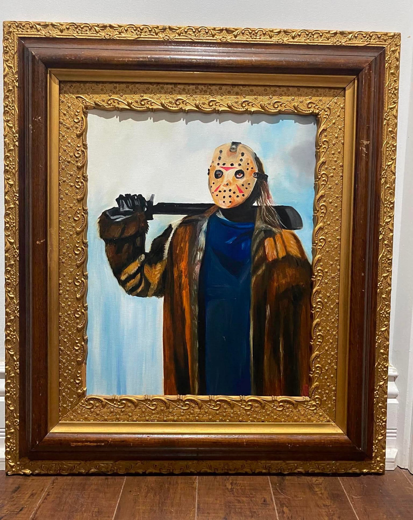 Peinture encadrée de Jason du film Friday the 13th par Ann-Aumalie Sauvage.