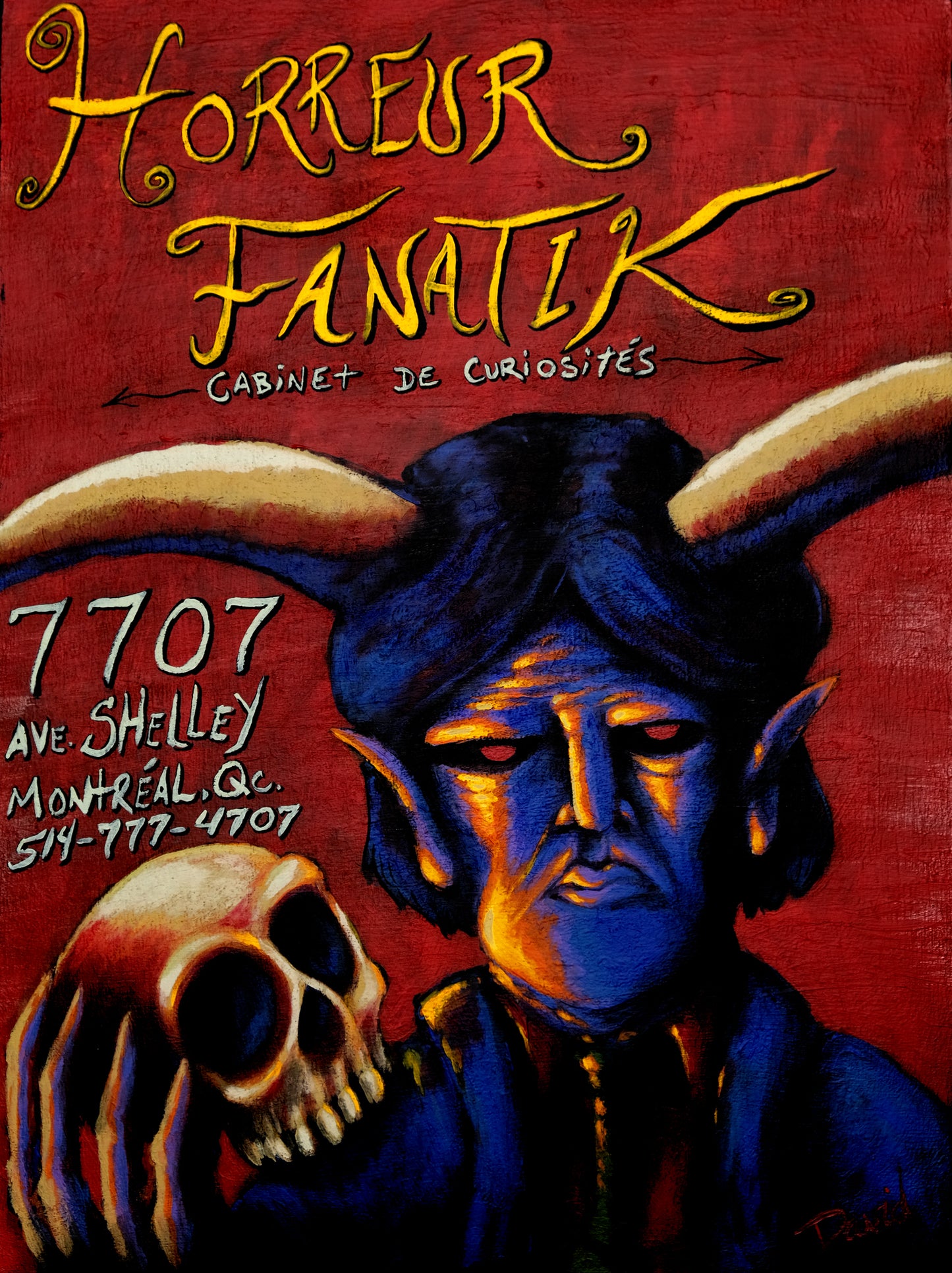 Peinture originale 12X16 par David Therrien - promo Horreur Fanatik