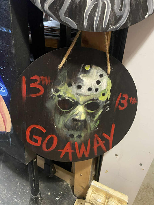 Peinture accroche-porte "Go Away" par l'artiste Ann-Aumalie.