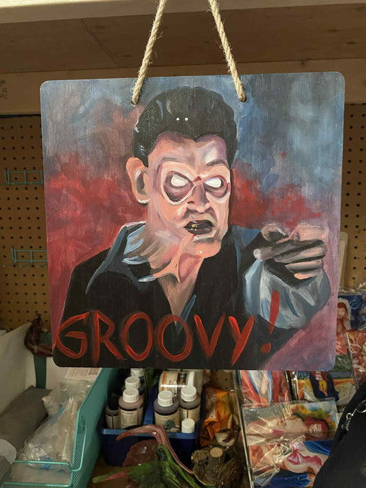 Peinture accroche-porte "Groovy" par l'artiste Ann-Aumalie.