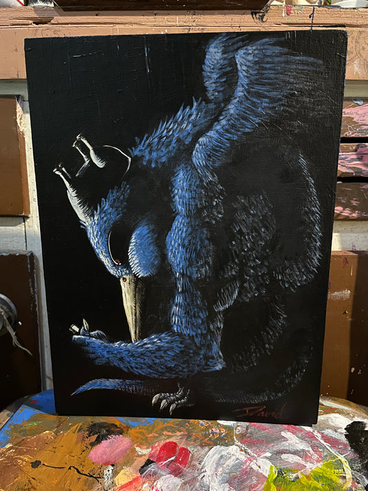 Peinture originale "La chute de Twitter" par David Therrien
