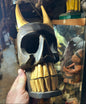 Sculpture vintage en bois crâne de démon