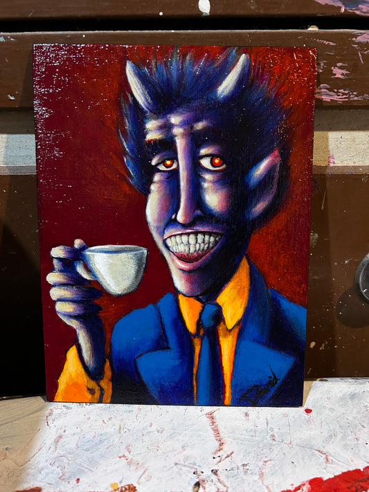 Peinture originale 6X8 "Un vendeur de rêves" par David Therrien