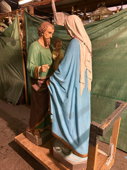 Très grande statue vintage de Joseph et de Jésus
