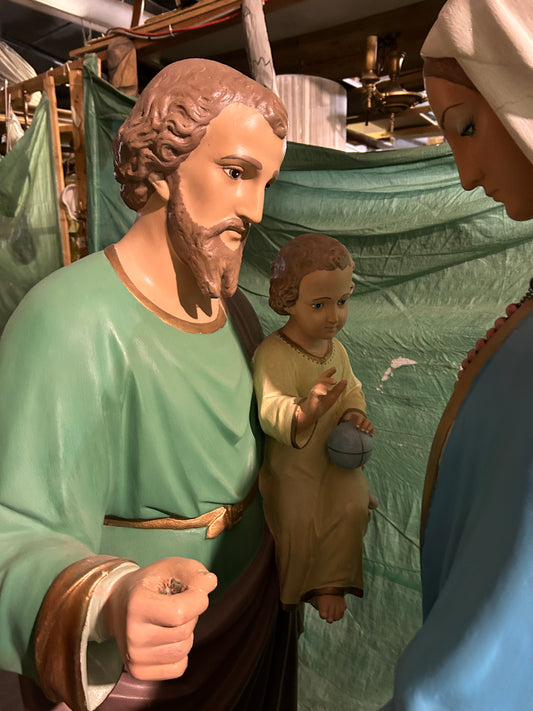 Très grande statue vintage de Joseph et de Jésus