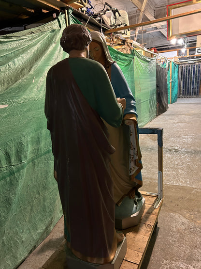 Très grande statue vintage de Joseph et de Jésus