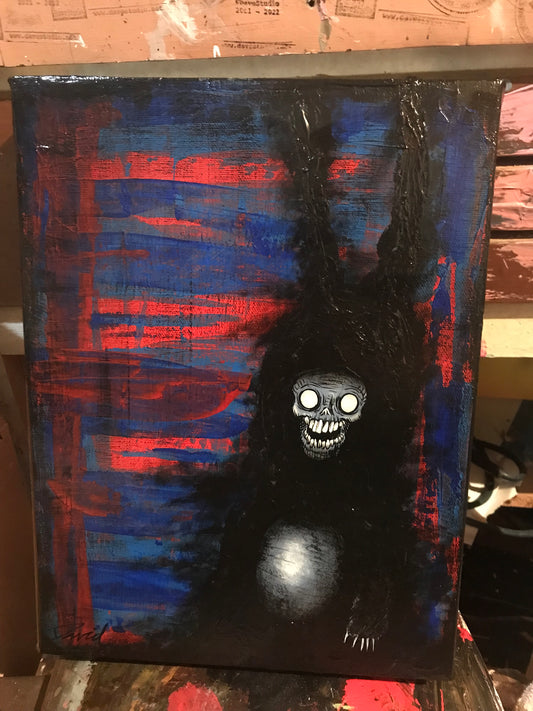 Peinture originale lapin démoniaque par David Therrien