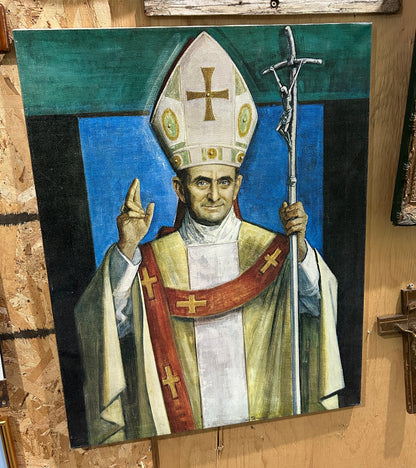 Peinture originale Saint Paul VI par l'artiste LUIGI FILOCAMO (1906 - 1988)