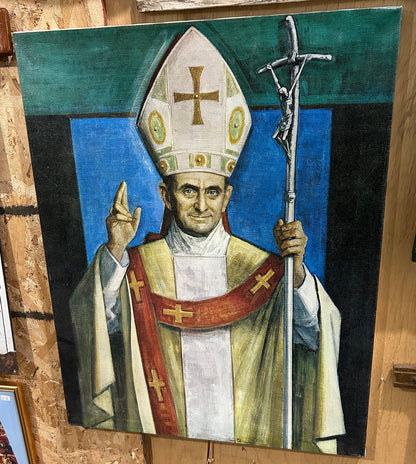 Peinture originale Saint Paul VI par l'artiste LUIGI FILOCAMO (1906 - 1988)