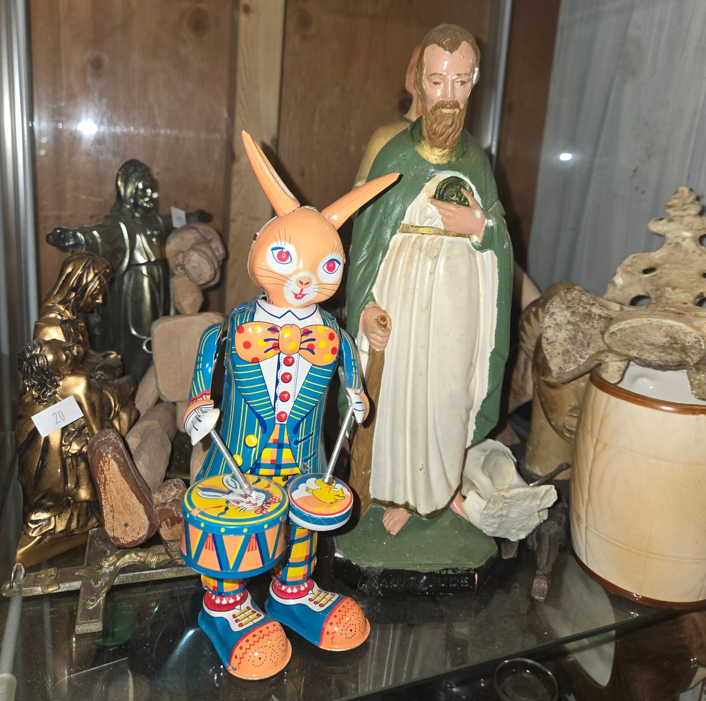 Lapin rétro en métal Happy Bunny musical.