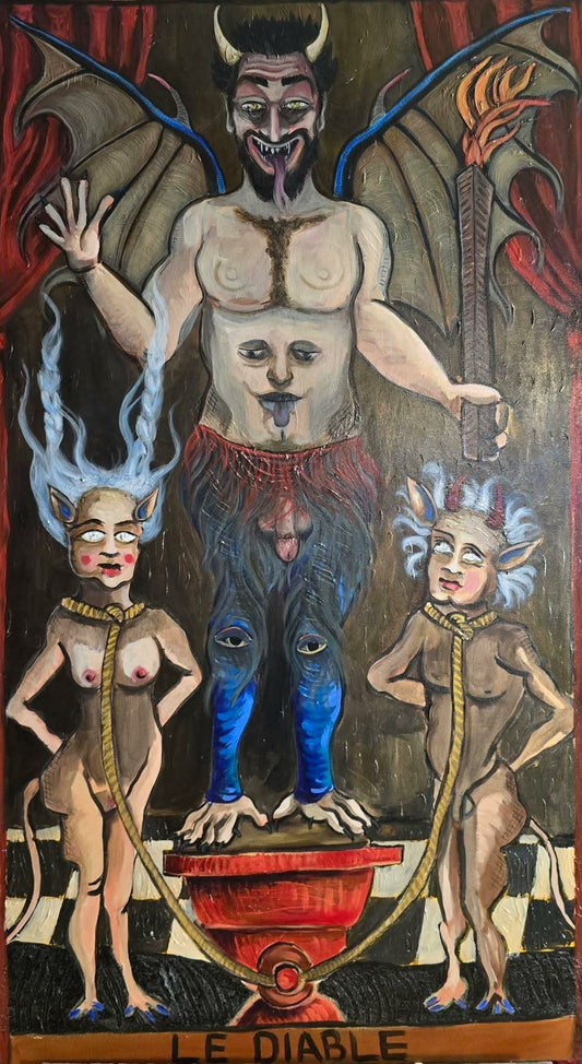 Peinture originale "Le Diable" par l'artiste Vicky Hébert.