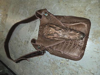 Grande sacoche vintage en crocodile