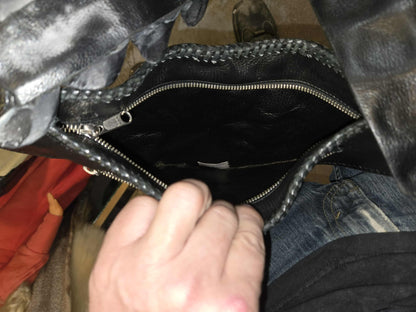 Grande sacoche vintage en peau de crocodile