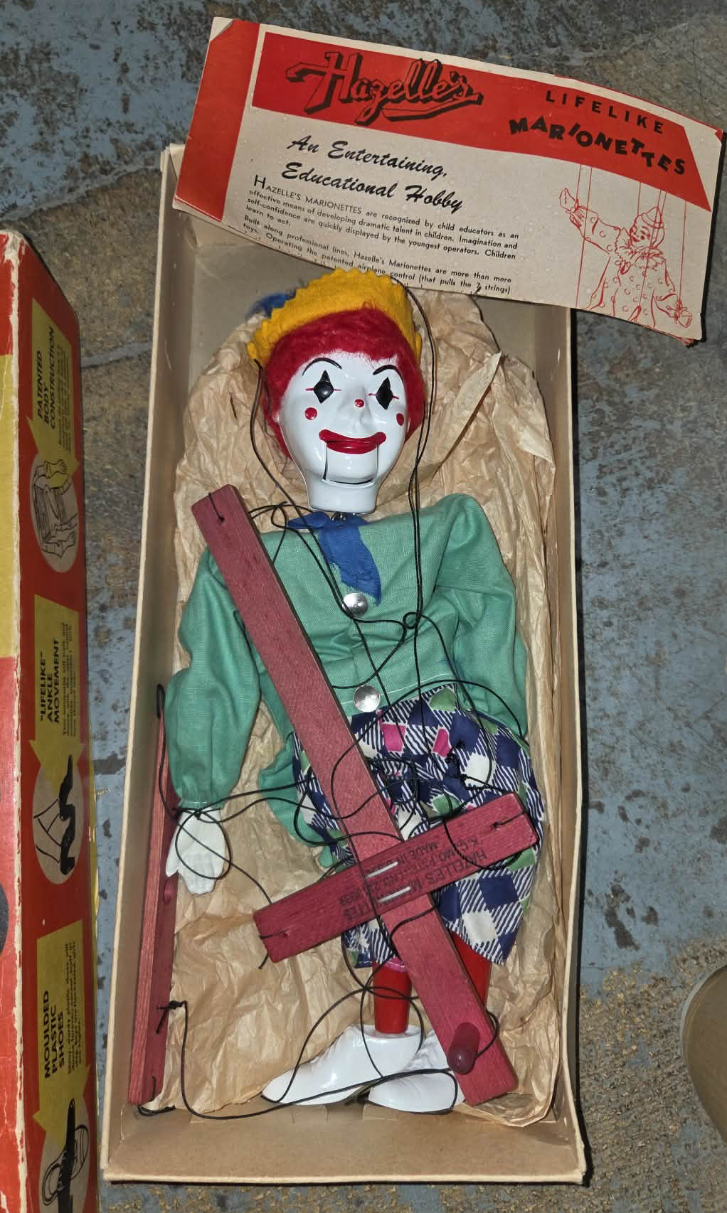Marionnette clown Hazelle’s "Talking Marionettes" vintage