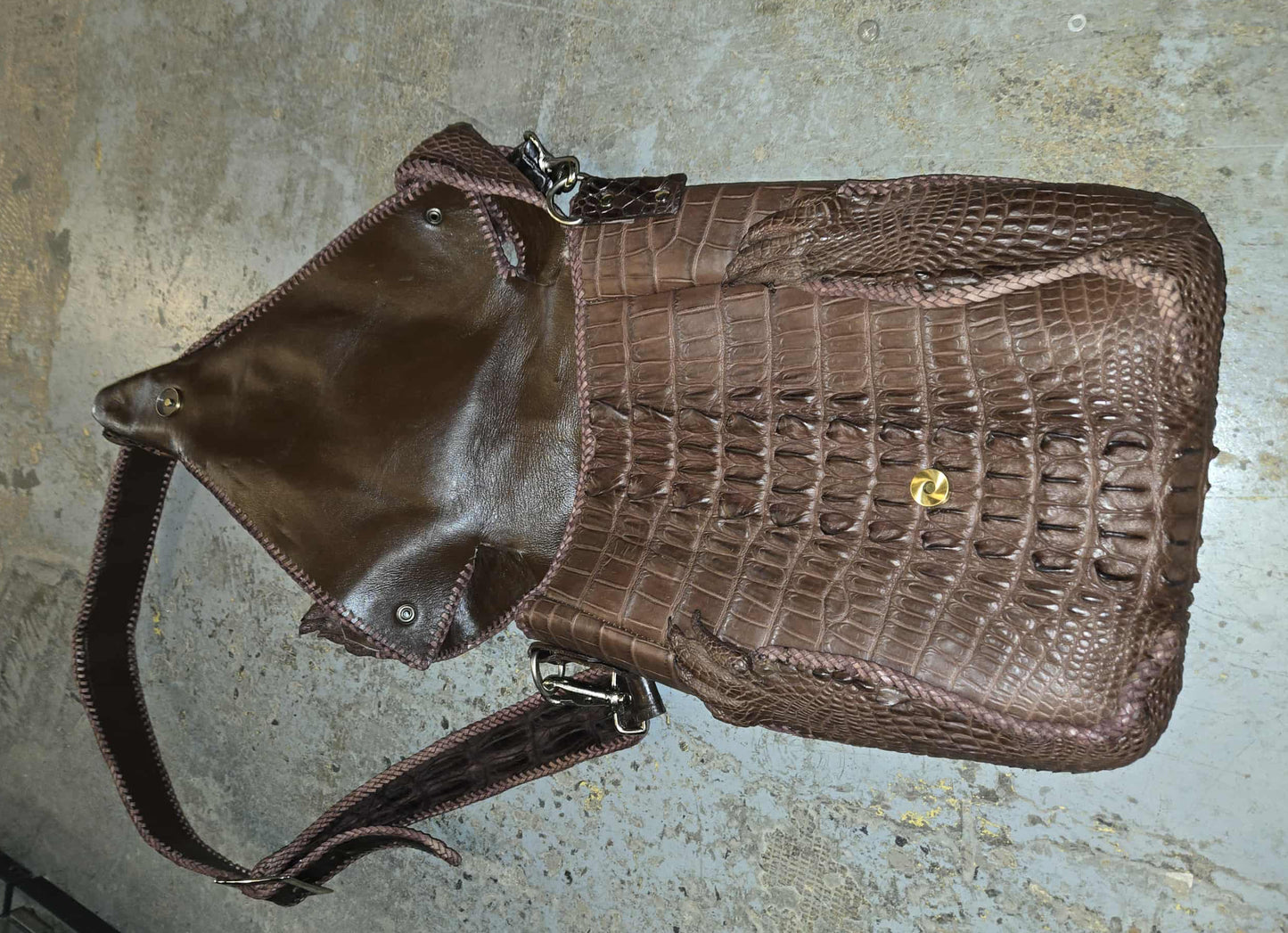 Grande sacoche vintage en crocodile